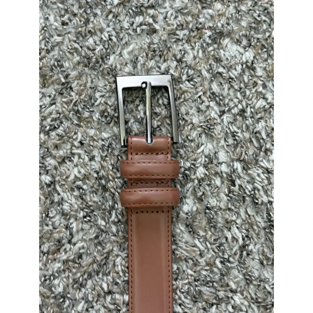 Marino Avenue Italian Leather Belt Dress Belt Men's Sz 34 Light Chocolate Brown